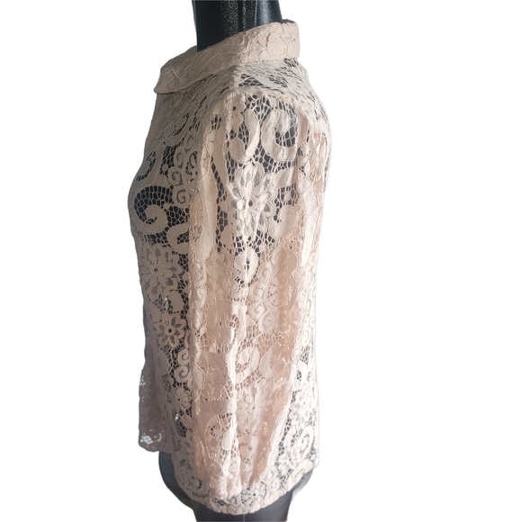 Nanette Lepore Blush Pink Lace Button-Up Blouse L - Picture 4 of 6